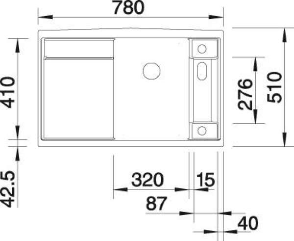 Blanco 512337 Axia 45 S SILGRANIT weiß, mit Ablauffernbedienung, mit Zubehör, Becken rechts, 450 mm Untermaß